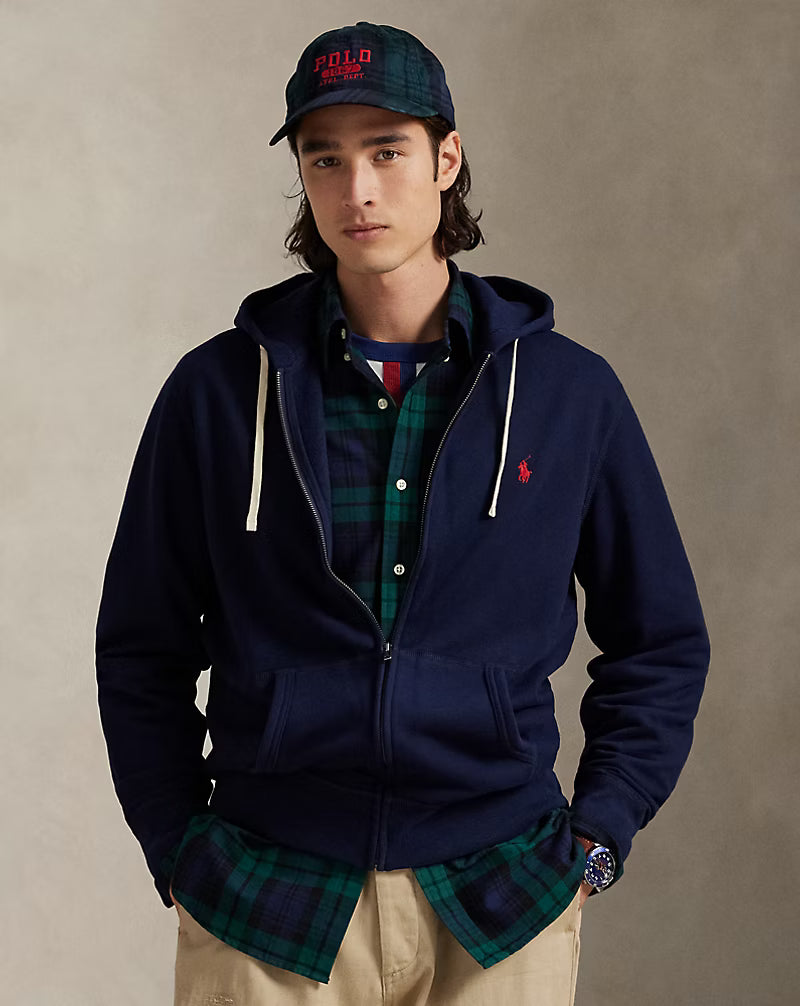 Sweat zippé à capuche en maille double Ralph Lauren